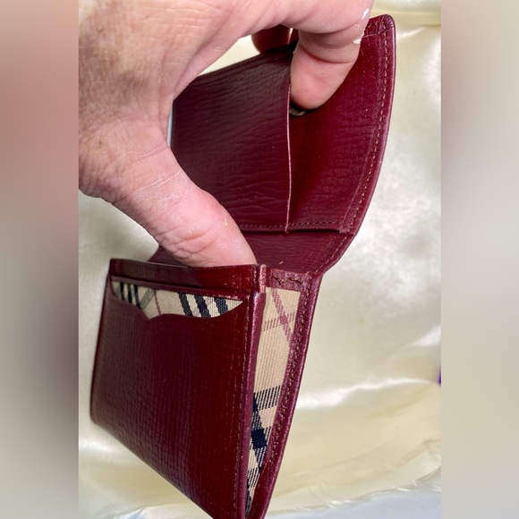 MENS BURBERRY Merlot Croco/LOGO Embossed Card Wallet🔥Like NEW🔥 - Picture 5 of 12